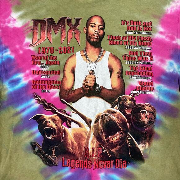 DMX Legends Never Die Tie Dye Memorial Tee Shirt Hip Hop Rap - Picture 4 of 4
